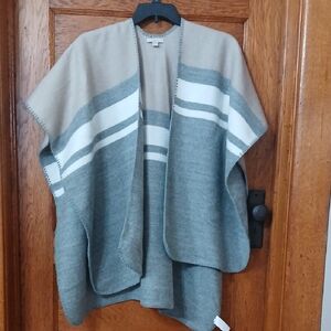 LOFT Gray and Cream Poncho